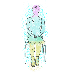 woman sitting on the chair is practicing heartfulness relaxation